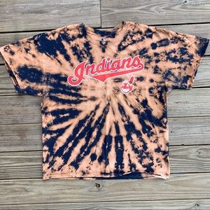 Vintage Y2K MLB Cleveland Indians Tie Dye Baseball Shirt